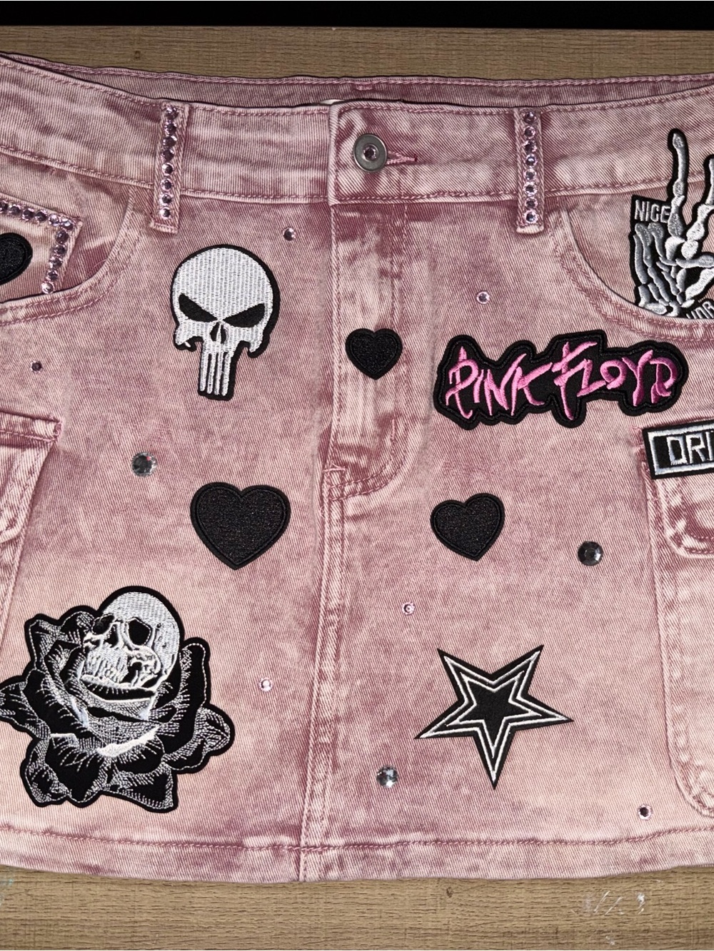 Custom Pink Patch Mini Skirt